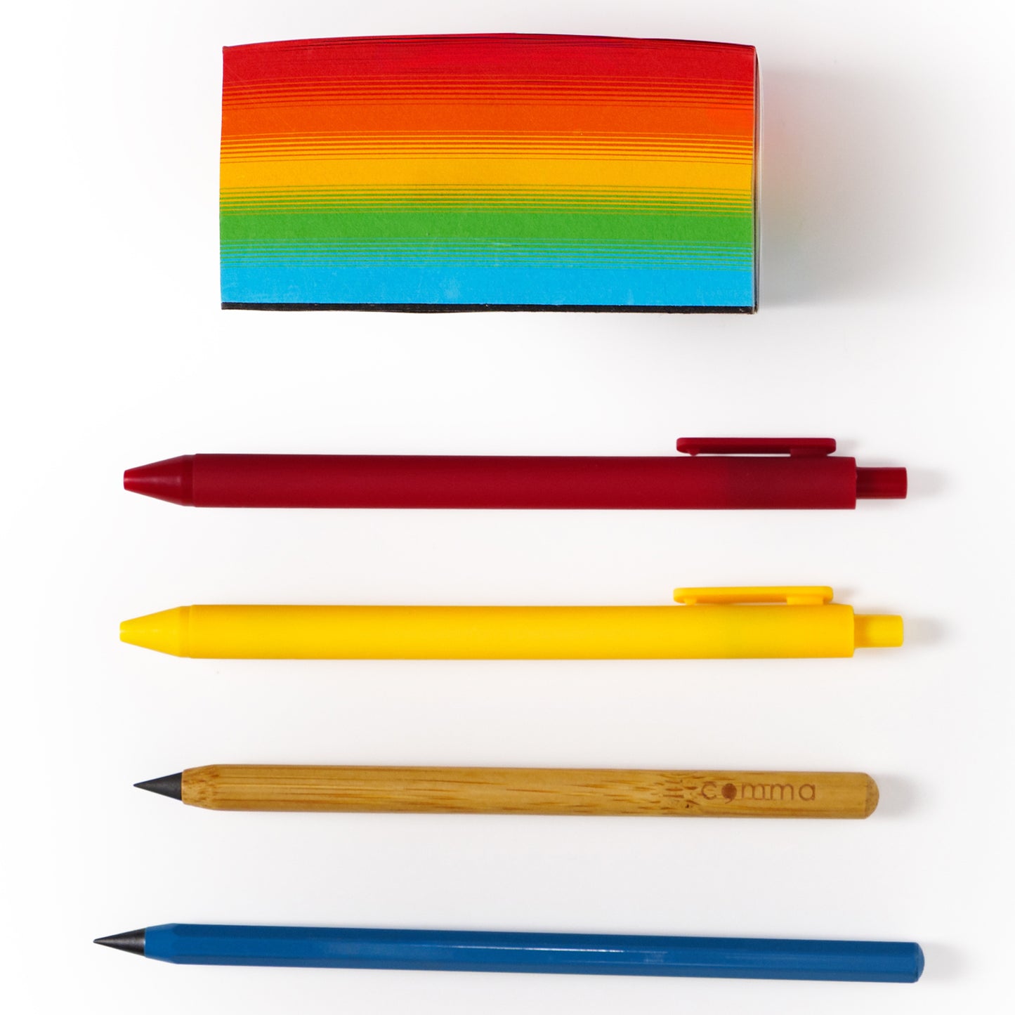 Spectrum Paper Block with Metal Infinity Pencil, Bamboo Pencil and Two Ball Point Pens