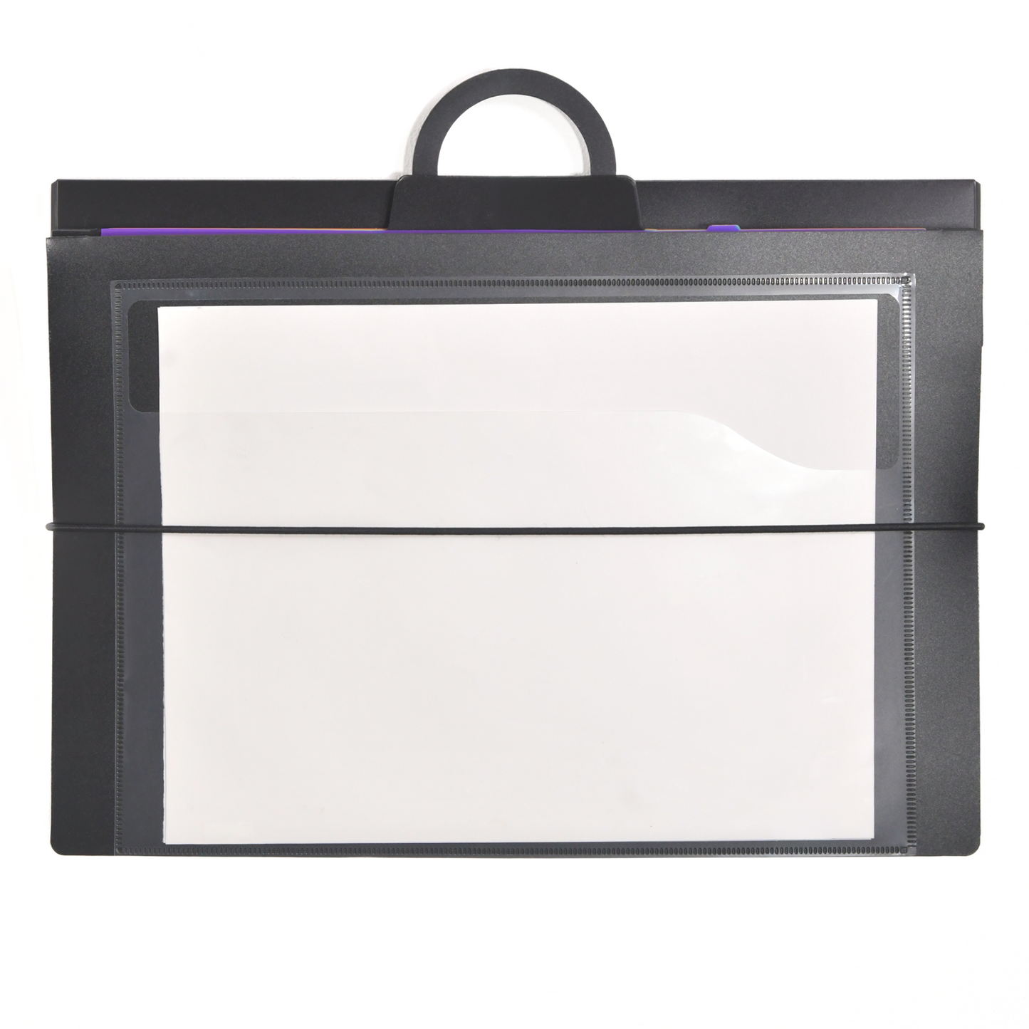 Comma Tumble A4 Size Cascading Folder with Horizontal Elastic Band Closure - Black