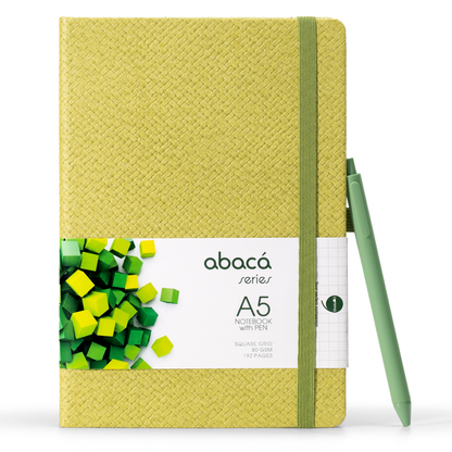 Abaca A5 Size Dot Grid Notebook with Pen and Checks Grid Notebook with Pen