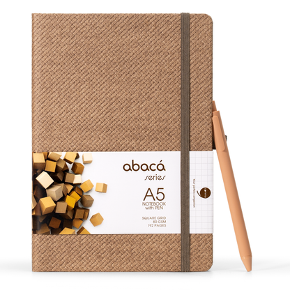 Abaca A5 Size Dot Grid Notebook with Pen and Checks Grid Notebook with Pen