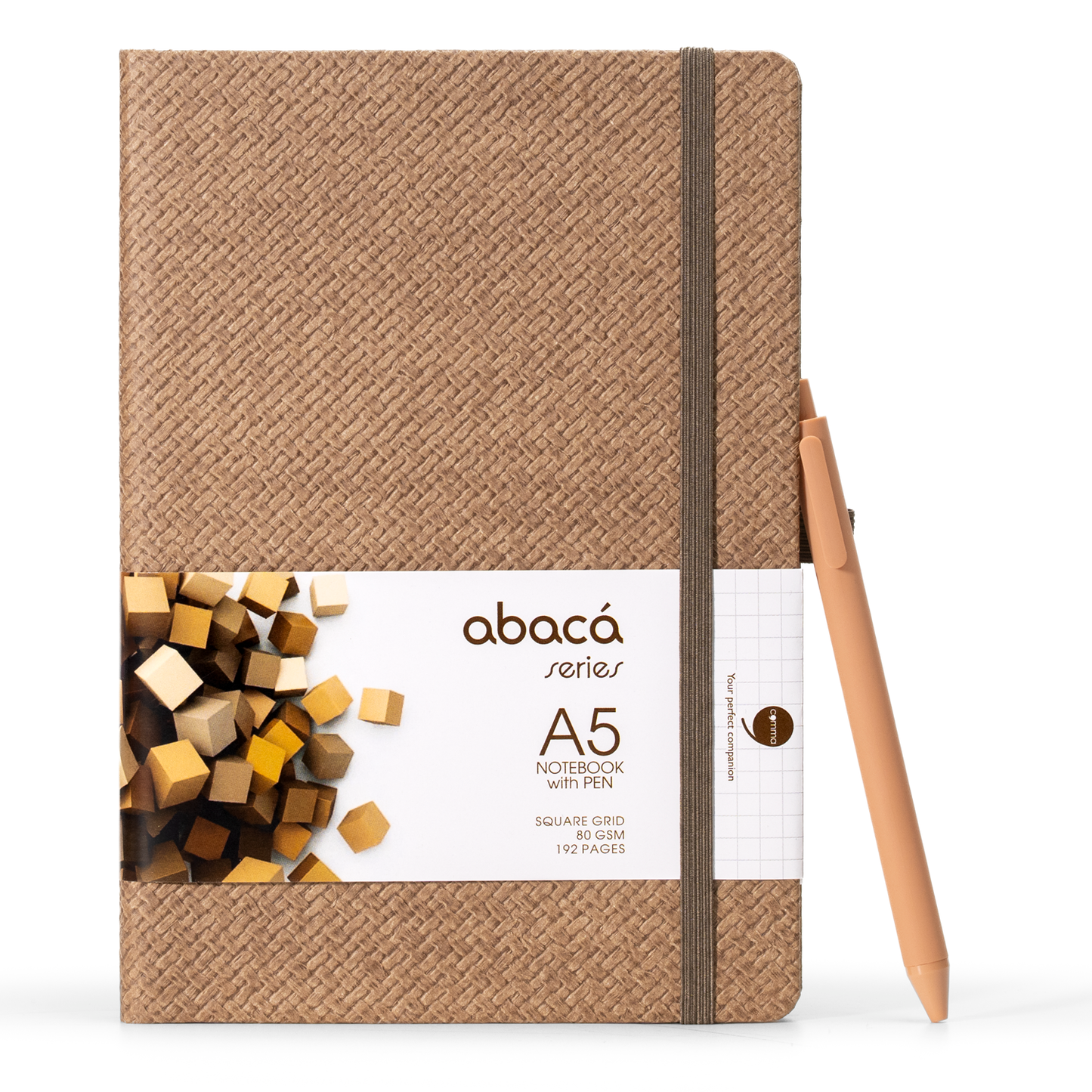 Abaca A5 Size Dot Grid Notebook with Pen and Checks Grid Notebook with Pen