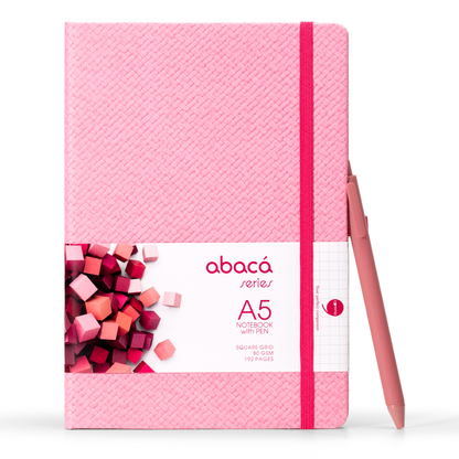 Abaca A5 Size Dot Grid Notebook with Pen and Checks Grid Notebook with Pen