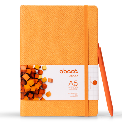 Abaca A5 Size Dot Grid Notebook with Pen and Checks Grid Notebook with Pen