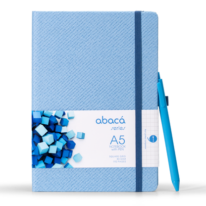 Abaca A5 Size Dot Grid Notebook with Pen and Checks Grid Notebook with Pen