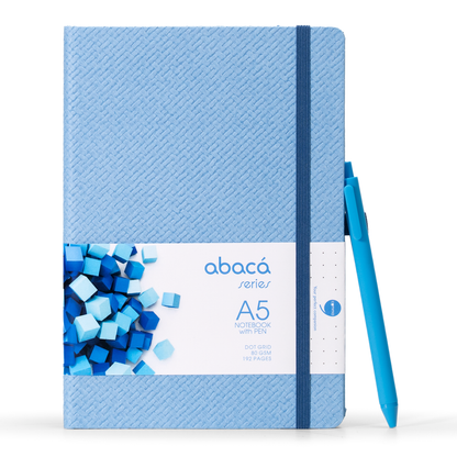 Abaca A5 Size Dot Grid Notebook with Pen and Checks Grid Notebook with Pen