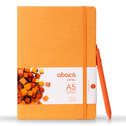 Abaca A5 Size Dot Grid Notebook with Pen and Checks Grid Notebook with Pen