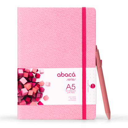 Abaca A5 Size Dot Grid Notebook with Pen and Checks Grid Notebook with Pen
