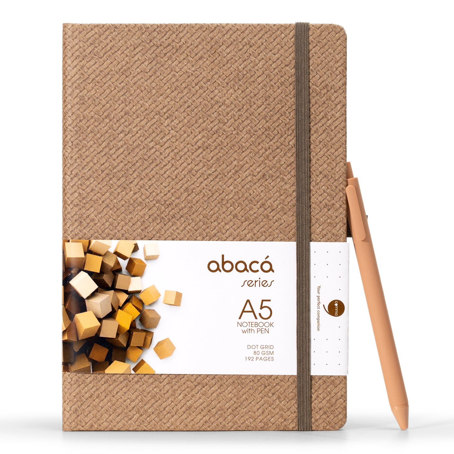 Abaca A5 Size Dot Grid Notebook with Pen and Checks Grid Notebook with Pen