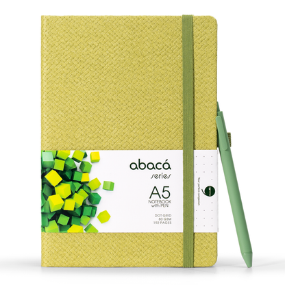 Abaca A5 Size Dot Grid Notebook with Pen and Checks Grid Notebook with Pen
