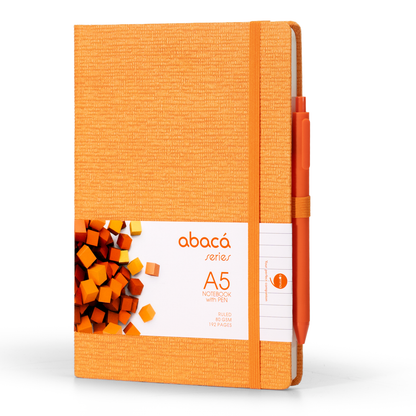 Abaca A5 Size Hard bound Notebook with Pen