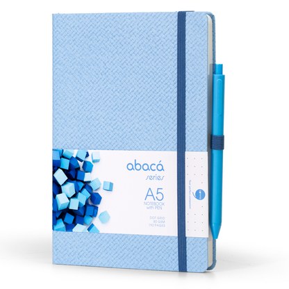 Abaca A5 Size Dot Grid Notebook with Pen and Checks Grid Notebook with Pen
