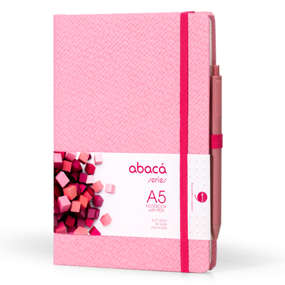 Abaca A5 Size Dot Grid Notebook with Pen and Checks Grid Notebook with Pen