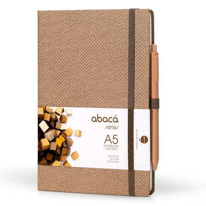 Abaca A5 Size Dot Grid Notebook with Pen and Checks Grid Notebook with Pen