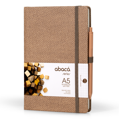 Abaca A5 Size Dot Grid Notebook with Pen and Checks Grid Notebook with Pen