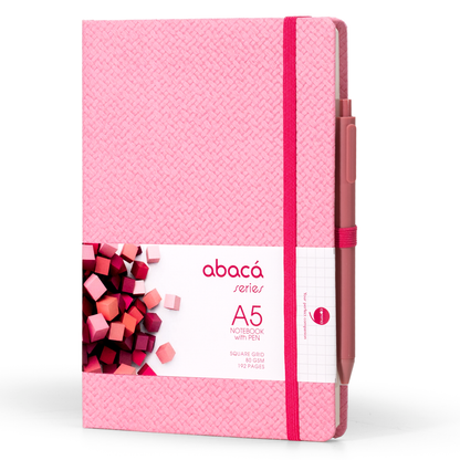Abaca A5 Size Dot Grid Notebook with Pen and Checks Grid Notebook with Pen