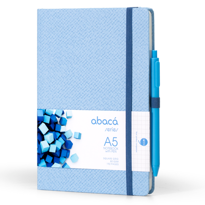 Abaca A5 Size Dot Grid Notebook with Pen and Checks Grid Notebook with Pen