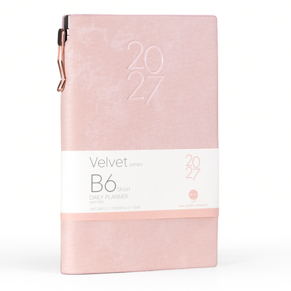 Velvet Series Daily Planner 2027 - B6 Short Size with Pen