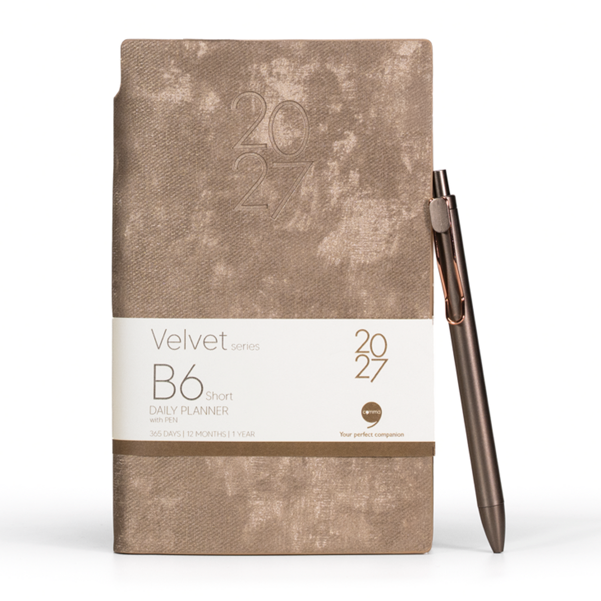 Velvet Series Daily Planner 2027 - B6 Short Size with Pen
