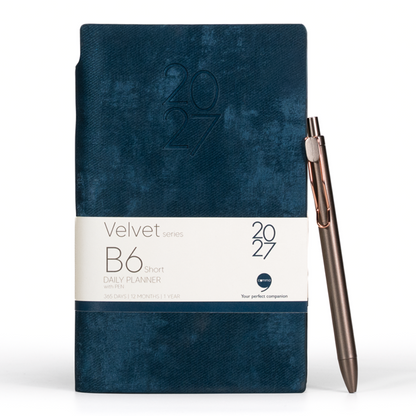 Velvet Series Daily Planner 2027 - B6 Short Size with Pen