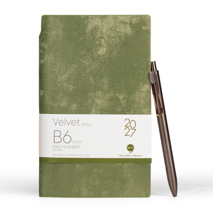 Velvet Series Daily Planner 2027 - B6 Short Size with Pen