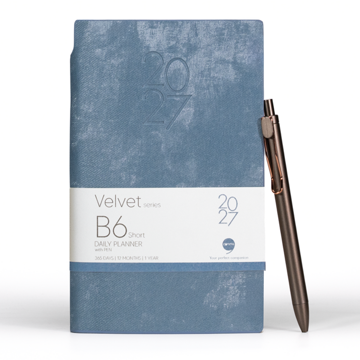 Velvet Series Daily Planner 2027 - B6 Short Size with Pen