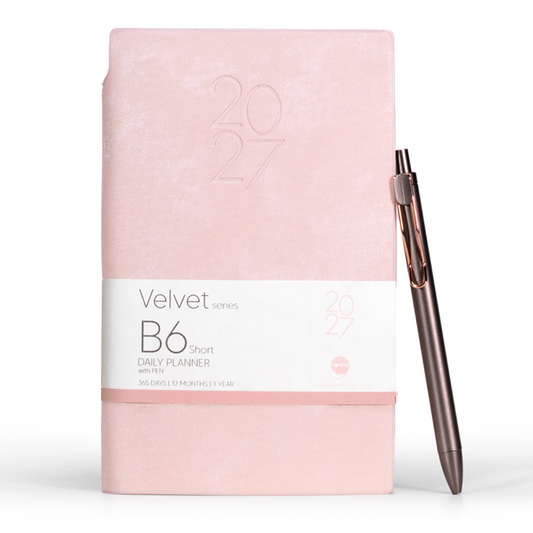 Velvet Series Daily Planner 2027 - B6 Short Size with Pen