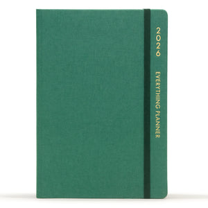 Green planner with 'Comma' branding on a white background