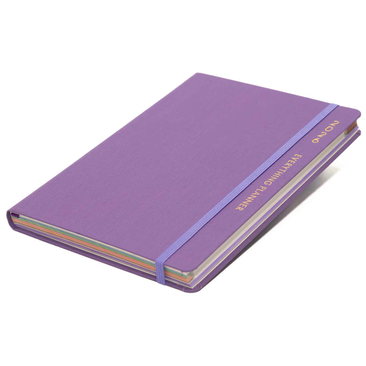 Purple notebook with a visible brand name on a white background