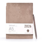 Load image into Gallery viewer, Velvet series A5 daily planner with pen on a white background

