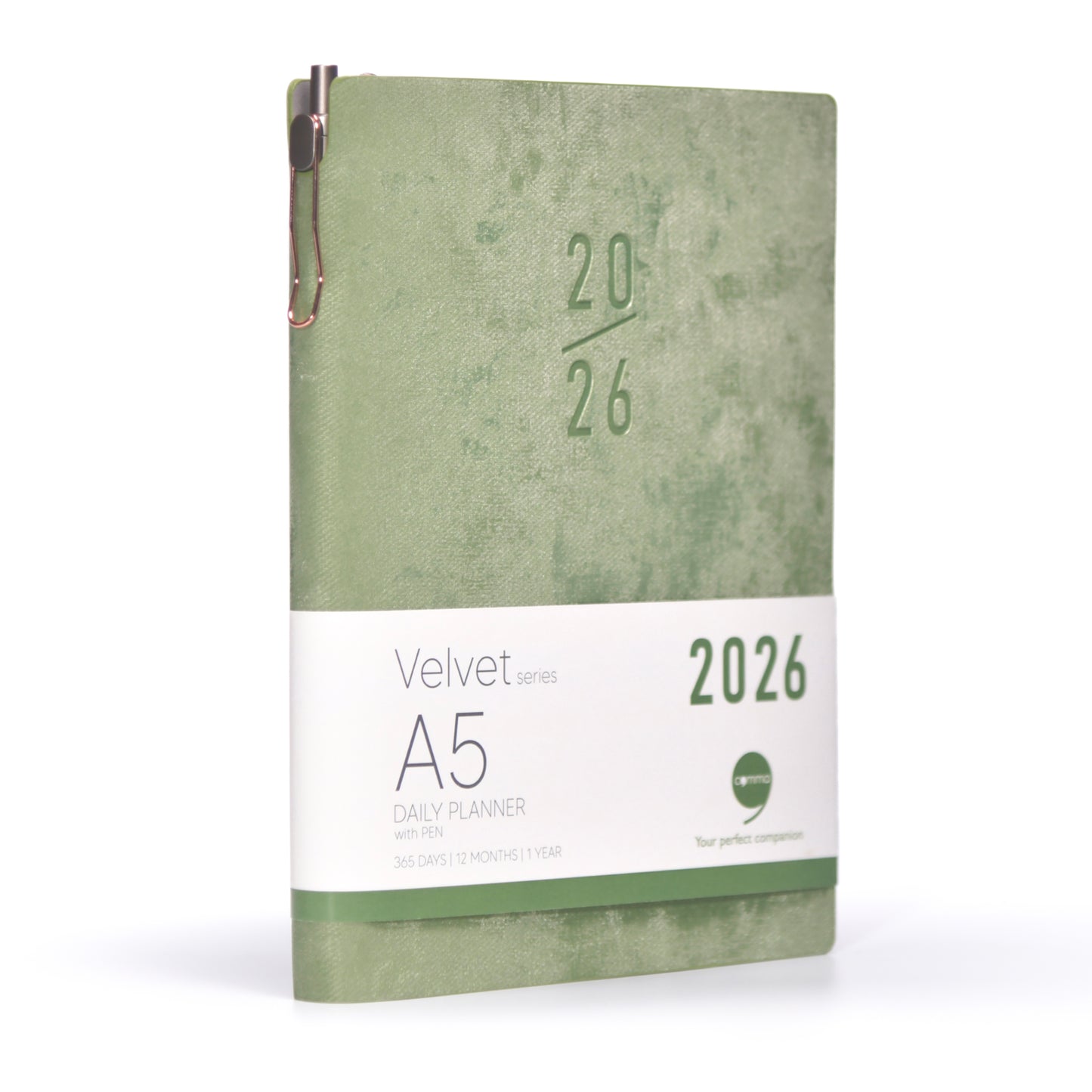 Green A5 planner with '2026' on a white background