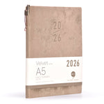 Load image into Gallery viewer, Beige planner with &#39;2026&#39; embossed on the cover on a white background
