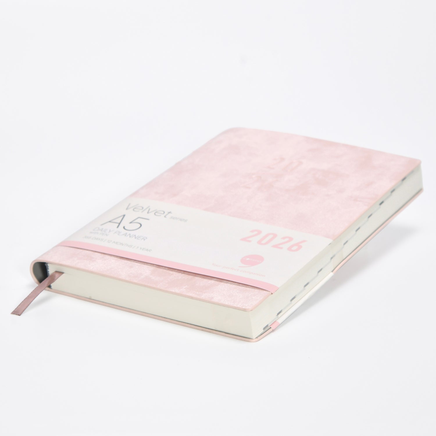 Pink planner with '2026' on a white background