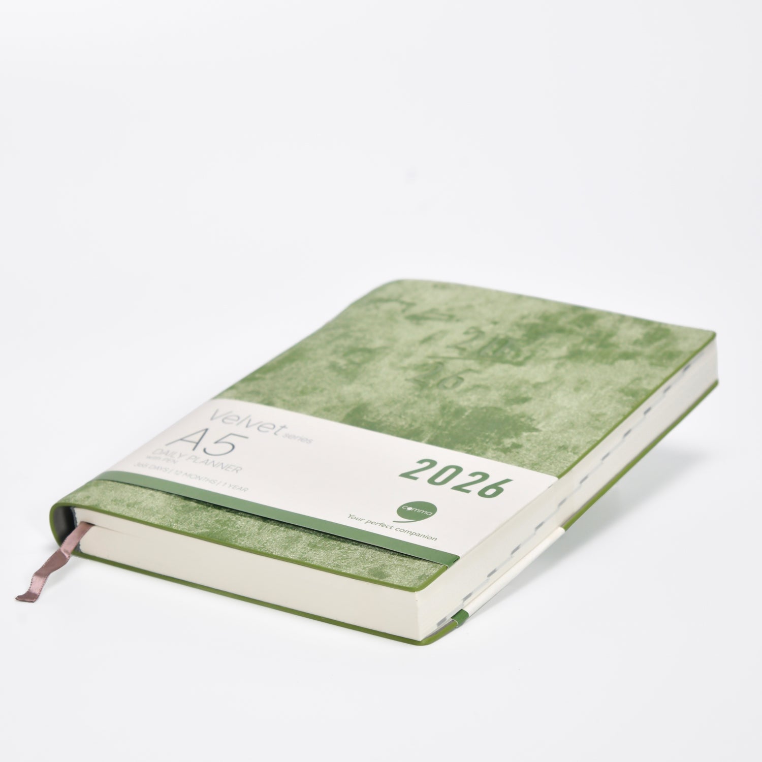 Green A5 planner with '2026' on a white background