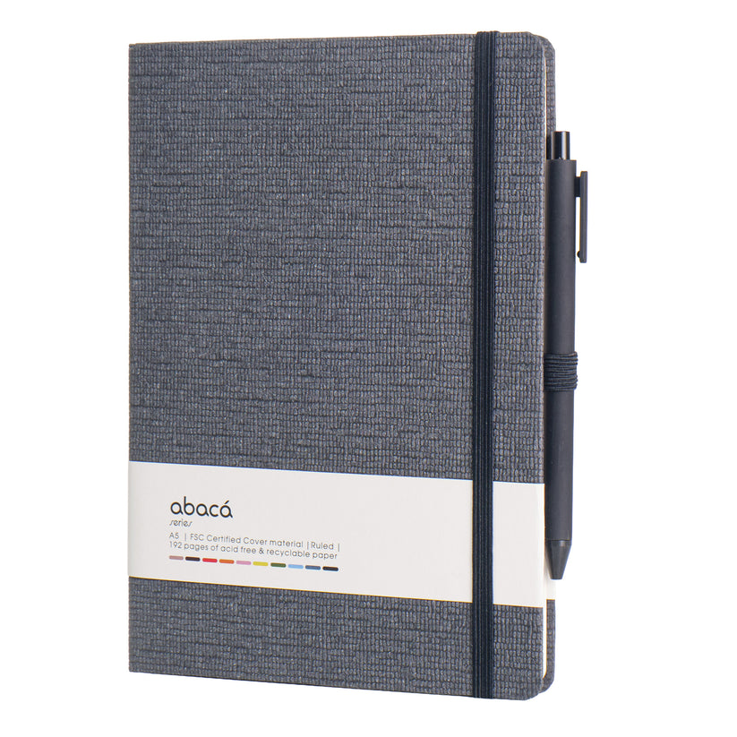Abaca A5 Size Hard bound Notebook with Pen – Comma