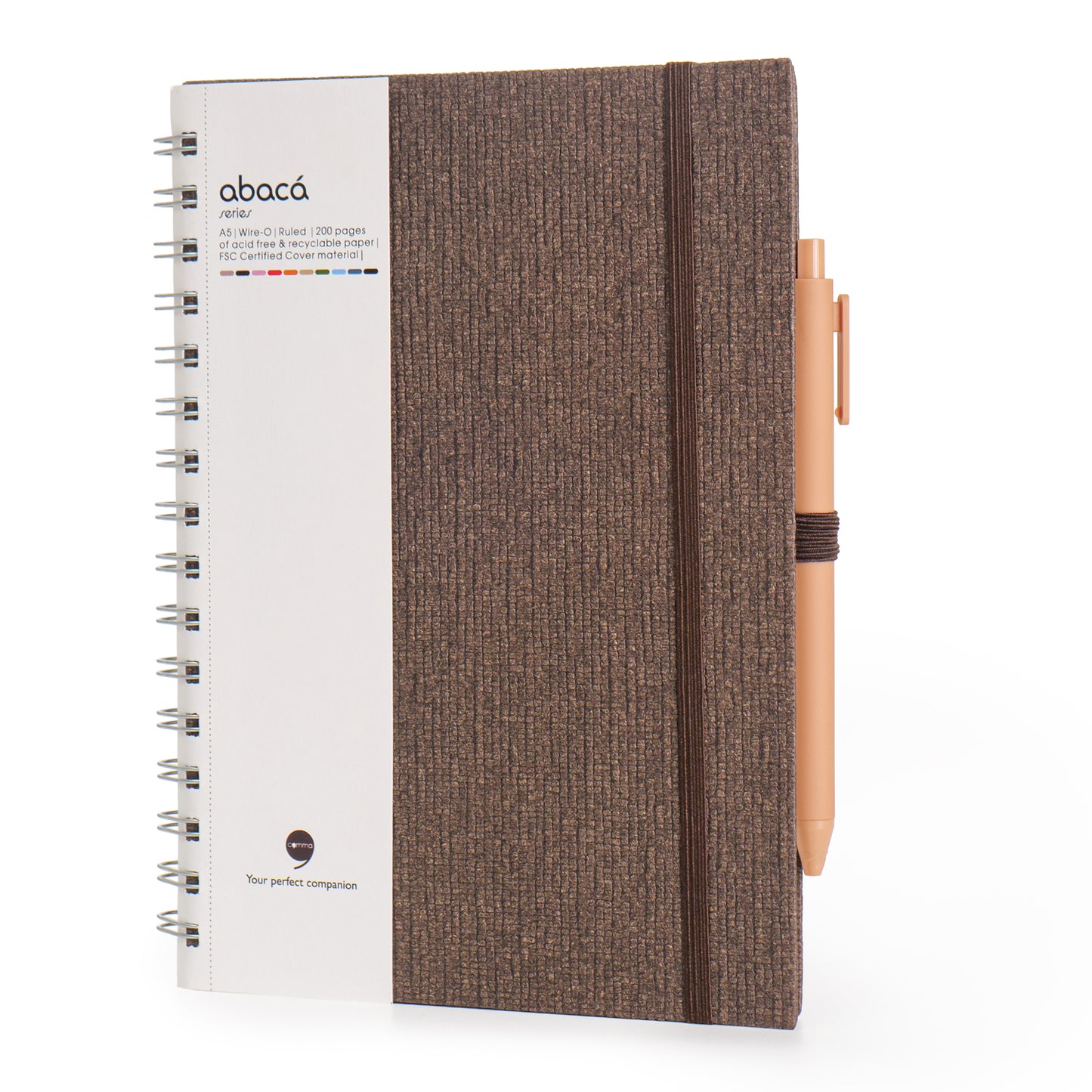 Abaca A5 Size Wire-O Bound Notebook with Pen