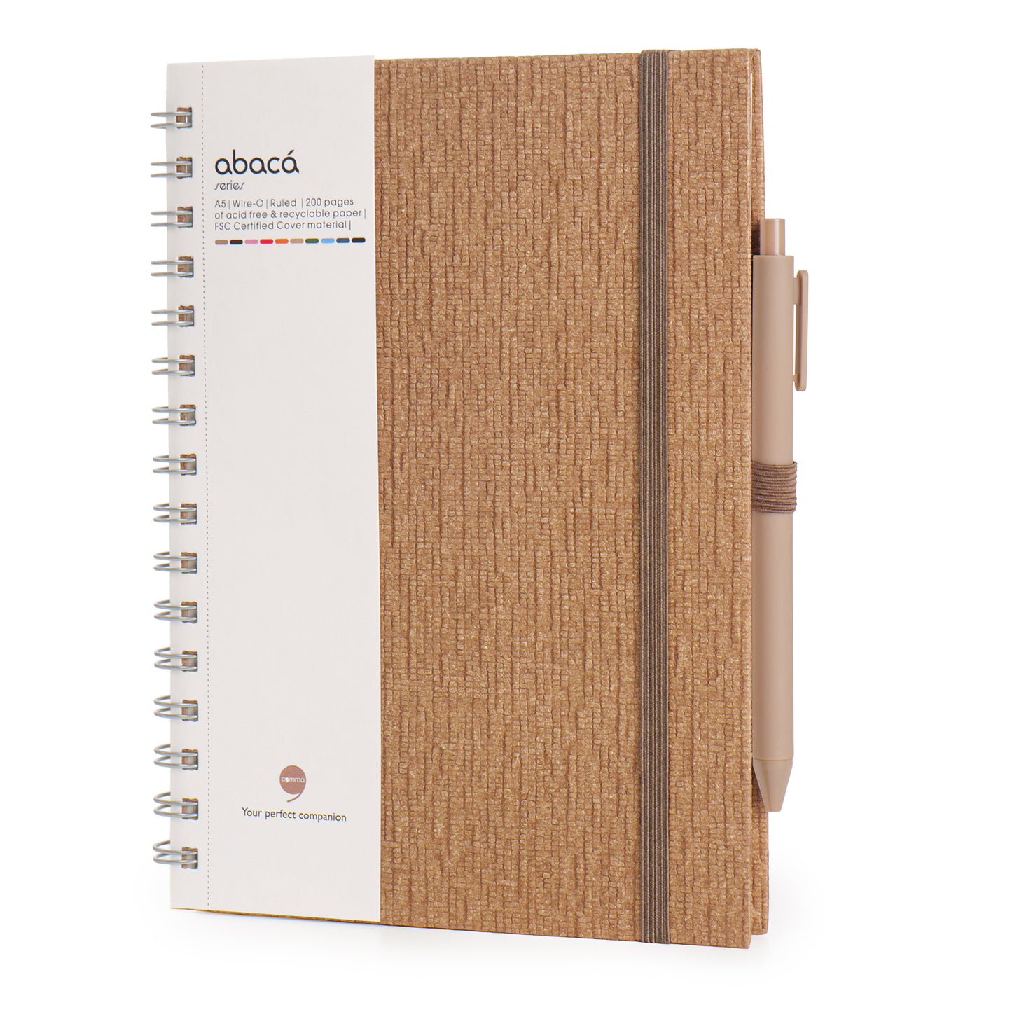 Abaca A5 Size Wire-O Bound Notebook with Pen