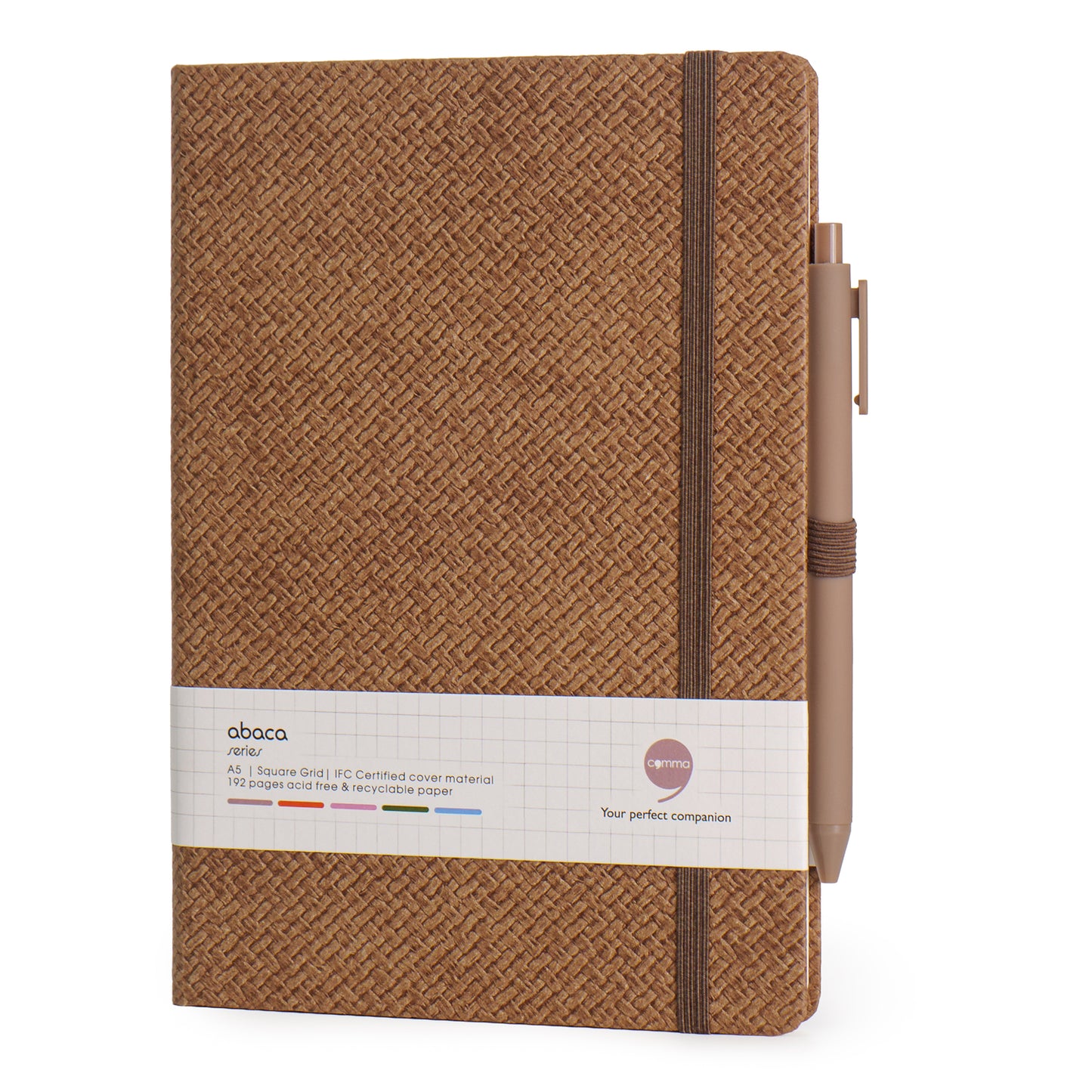 Abaca A5 Size Dot Grid Notebook with Pen and Checks Grid Notebook with Pen