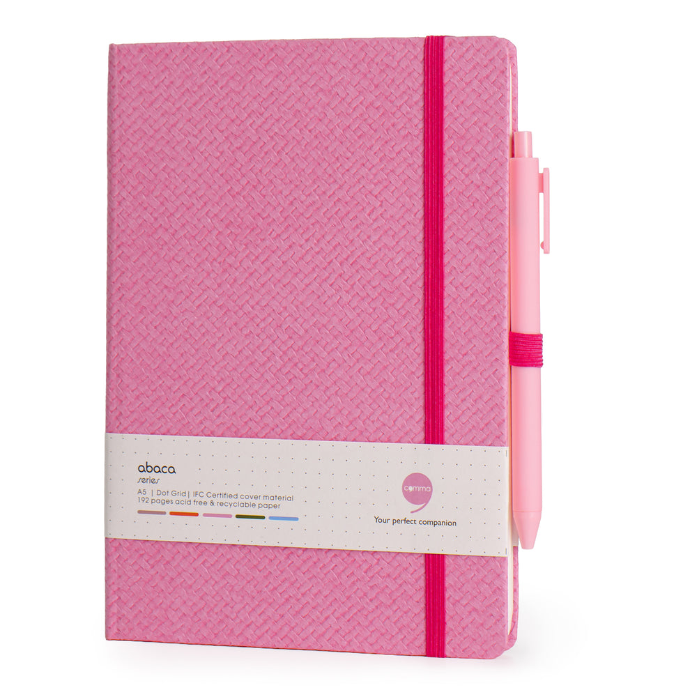 Abaca A5 Size Dot Grid Notebook with Pen and Checks Grid Notebook with ...