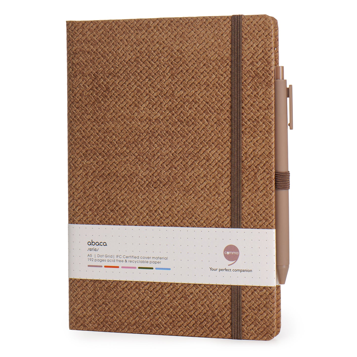 Abaca A5 Size Dot Grid Notebook with Pen and Checks Grid Notebook with Pen