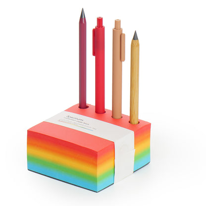 Spectrum Paper Block with Metal Infinity Pencil, Bamboo Pencil and Two Ball Point Pens