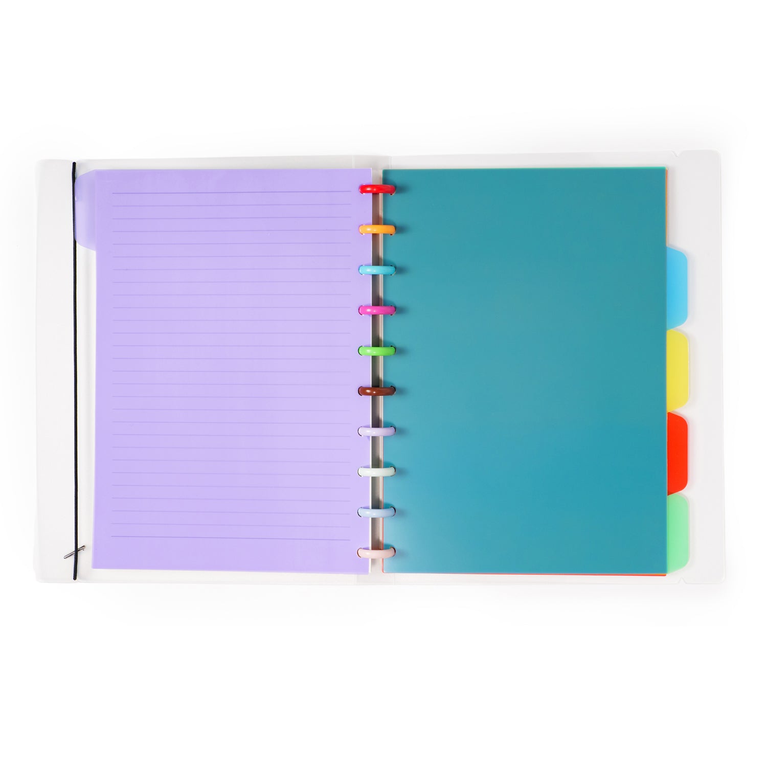 Comma Jellybean Disk-Bound Spiral Notebook with Pen & Sticky Notes B5 Size - Multi Colour