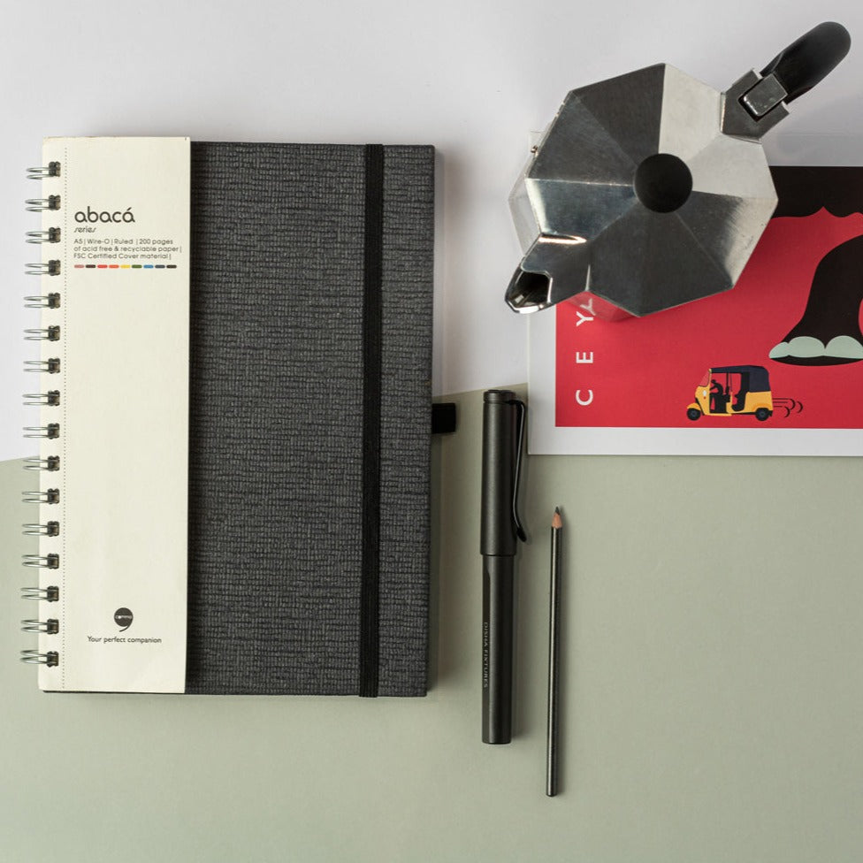 Abaca A5 Size Wire-O Bound Notebook with Pen